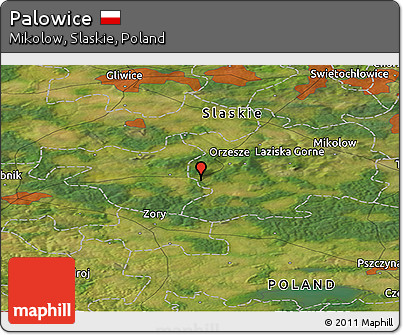 Satellite Panoramic Map of Palowice