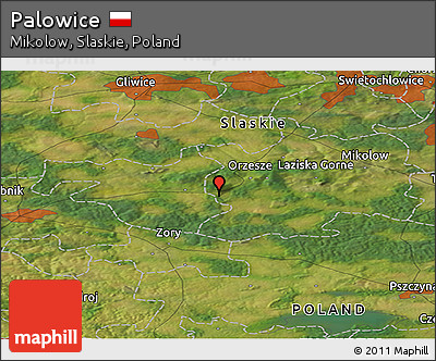 Satellite Panoramic Map of Palowice