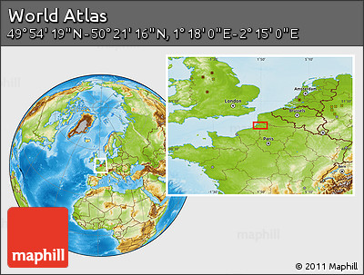 Physical Location Map of the Area around 50° 7' 47" N, 1° 46' 29" E