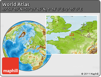 Physical Location Map of the Area around 50° 7' 47" N, 1° 46' 29" E