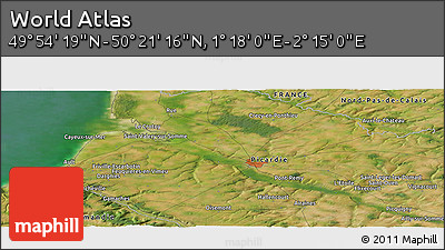 Satellite Panoramic Map of the Area around 50° 7' 47" N, 1° 46' 29" E