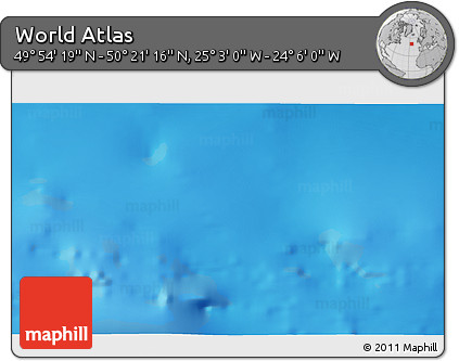 Physical 3D Map of the Area around 50° 7' 47" N, 24° 34' 30" W