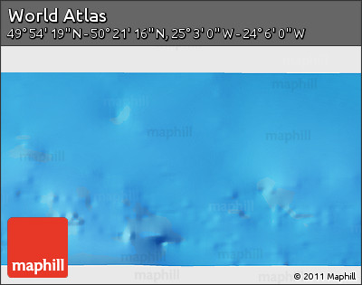 Physical 3D Map of the Area around 50° 7' 47" N, 24° 34' 30" W