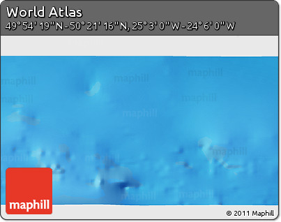 Physical 3D Map of the Area around 50° 7' 47" N, 24° 34' 30" W