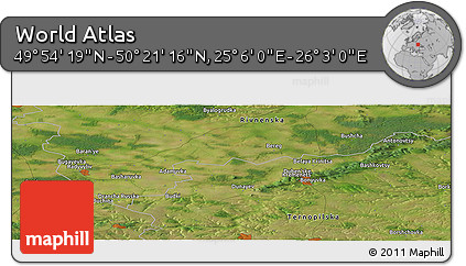 Satellite Panoramic Map of the Area around 50° 7' 47" N, 25° 34' 30" E