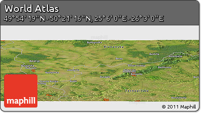Satellite Panoramic Map of the Area around 50° 7' 47" N, 25° 34' 30" E