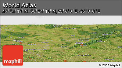 Satellite Panoramic Map of the Area around 50° 7' 47" N, 25° 34' 30" E
