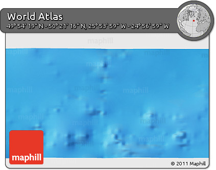 Physical 3D Map of the Area around 50° 7' 47" N, 25° 25' 29" W