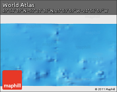 Physical 3D Map of the Area around 50° 7' 47" N, 25° 25' 29" W
