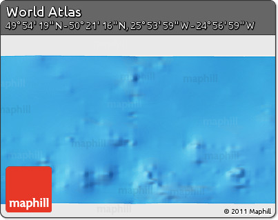 Physical 3D Map of the Area around 50° 7' 47" N, 25° 25' 29" W