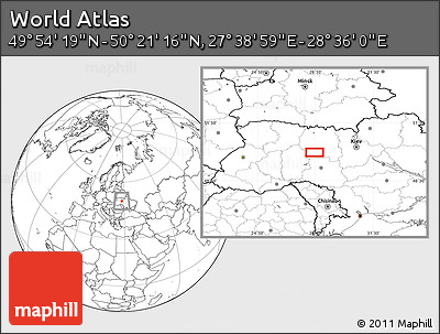 Blank Location Map of the Area around 50° 7' 47" N, 28° 7' 30" E