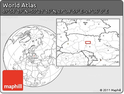 Blank Location Map of the Area around 50° 7' 47" N, 28° 7' 30" E