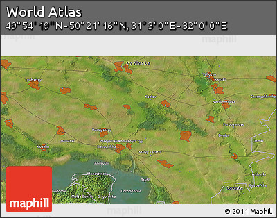 Satellite 3D Map of the Area around 50° 7' 47" N, 31° 31' 29" E