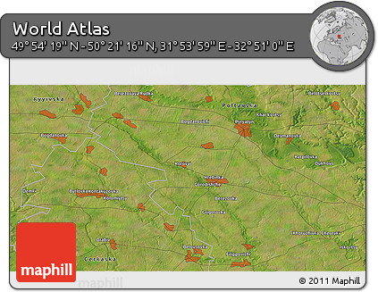 Satellite 3D Map of the Area around 50° 7' 47" N, 32° 22' 30" E