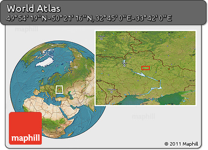 Satellite Location Map of the Area around 50° 7' 47" N, 33° 13' 30" E