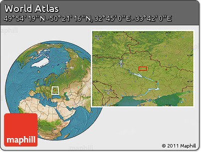 Satellite Location Map of the Area around 50° 7' 47" N, 33° 13' 30" E