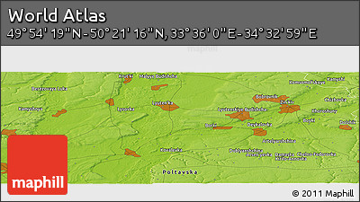 Physical Panoramic Map of the Area around 50° 7' 47" N, 34° 4' 30" E