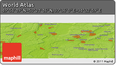 Physical Panoramic Map of the Area around 50° 7' 47" N, 34° 4' 30" E