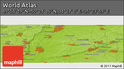 Physical Panoramic Map of the Area around 50° 7' 47" N, 34° 55' 29" E