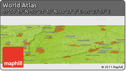 Physical Panoramic Map of the Area around 50° 7' 47" N, 34° 55' 29" E