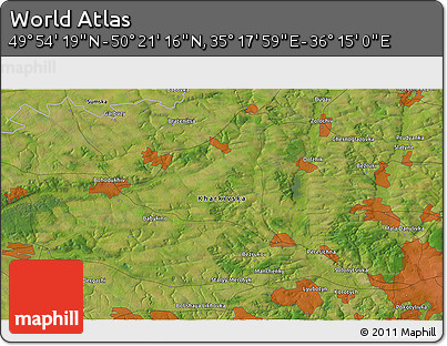 Satellite 3D Map of the Area around 50° 7' 47" N, 35° 46' 29" E