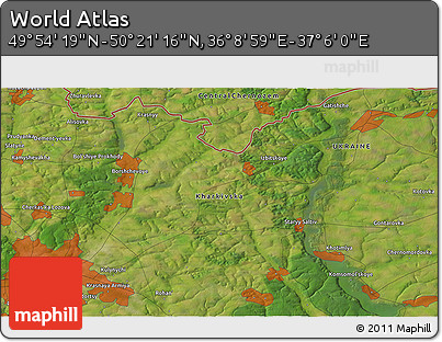 Satellite 3D Map of the Area around 50° 7' 47" N, 36° 37' 30" E