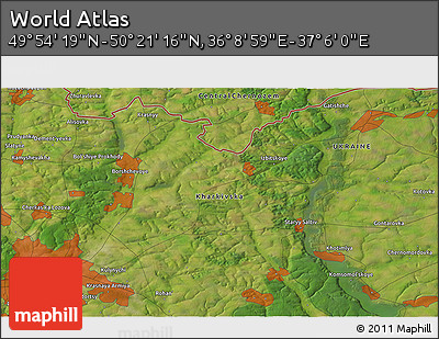 Satellite 3D Map of the Area around 50° 7' 47" N, 36° 37' 30" E