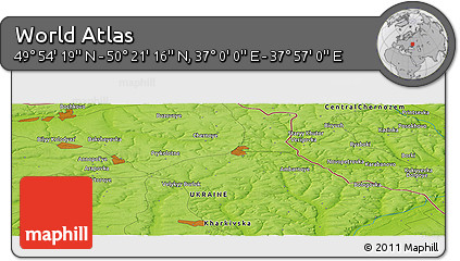 Physical Panoramic Map of the Area around 50° 7' 47" N, 37° 28' 30" E