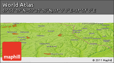 Physical Panoramic Map of the Area around 50° 7' 47" N, 37° 28' 30" E