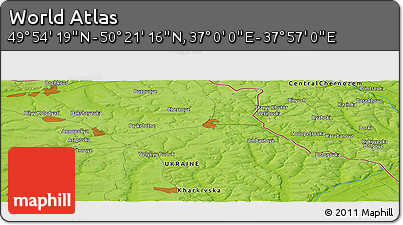 Physical Panoramic Map of the Area around 50° 7' 47" N, 37° 28' 30" E