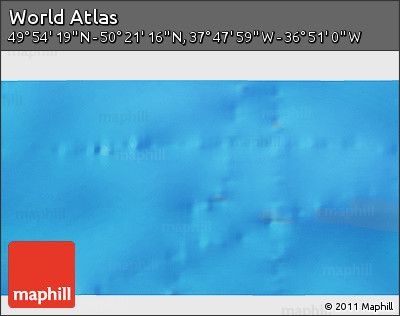 Physical 3D Map of the Area around 50° 7' 47" N, 37° 19' 30" W