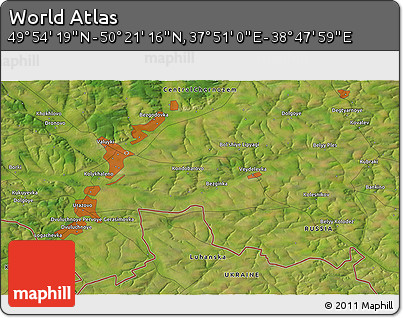 Satellite 3D Map of the Area around 50° 7' 47" N, 38° 19' 30" E