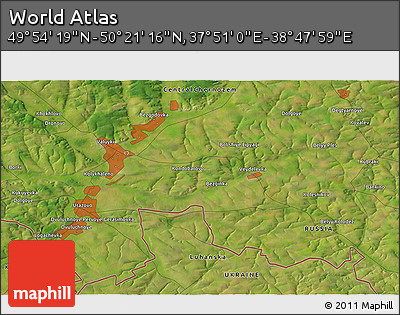 Satellite 3D Map of the Area around 50° 7' 47" N, 38° 19' 30" E