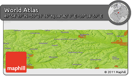 Physical Panoramic Map of the Area around 50° 7' 47" N, 39° 10' 29" E
