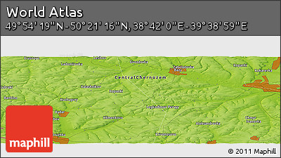 Physical Panoramic Map of the Area around 50° 7' 47" N, 39° 10' 29" E