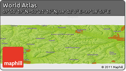 Physical Panoramic Map of the Area around 50° 7' 47" N, 39° 10' 29" E