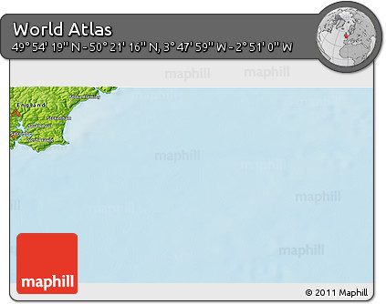 Physical 3D Map of the Area around 50° 7' 47" N, 3° 19' 30" W