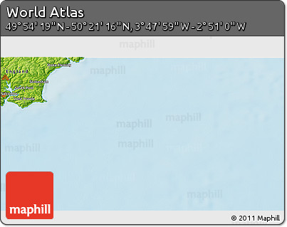 Physical 3D Map of the Area around 50° 7' 47" N, 3° 19' 30" W