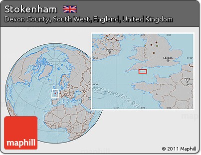 Gray Location Map of Stokenham, hill shading