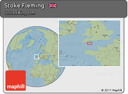 Savanna Style Location Map of Stoke Fleming, hill shading