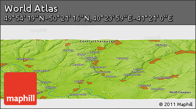 Physical Panoramic Map of the Area around 50° 7' 47" N, 40° 52' 30" E