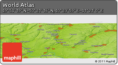 Physical Panoramic Map of the Area around 50° 7' 47" N, 40° 52' 30" E