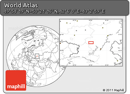 Blank Location Map of the Area around 50° 7' 47" N, 42° 34' 30" E