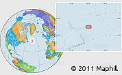 Political Location Map of the area around 50° 7' 47" N, 42° 25' 29" W