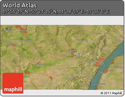 Satellite 3D Map of the Area around 50° 7' 47" N, 45° 7' 30" E