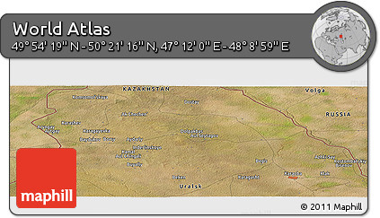 Satellite Panoramic Map of the Area around 50° 7' 47" N, 47° 40' 29" E