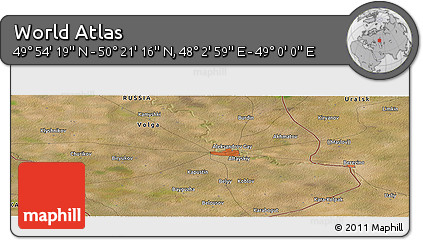 Satellite Panoramic Map of the Area around 50° 7' 47" N, 48° 31' 29" E