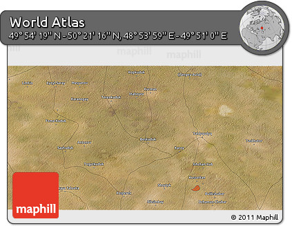 Satellite 3D Map of the Area around 50° 7' 47" N, 49° 22' 30" E