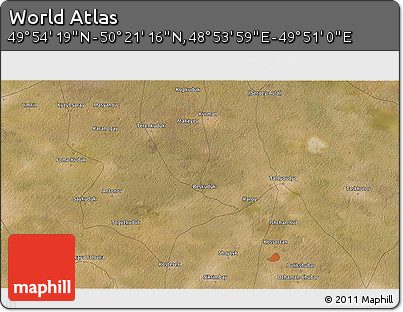 Satellite 3D Map of the Area around 50° 7' 47" N, 49° 22' 30" E