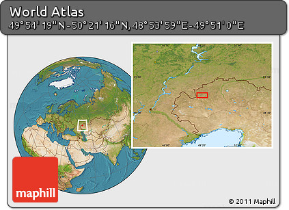 Satellite Location Map of the Area around 50° 7' 47" N, 49° 22' 30" E